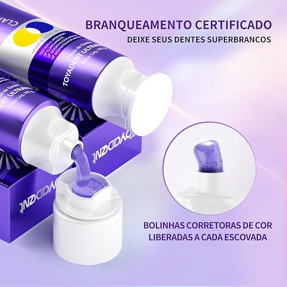 Bolinhas corretoras de cor liberadas a cada escovada